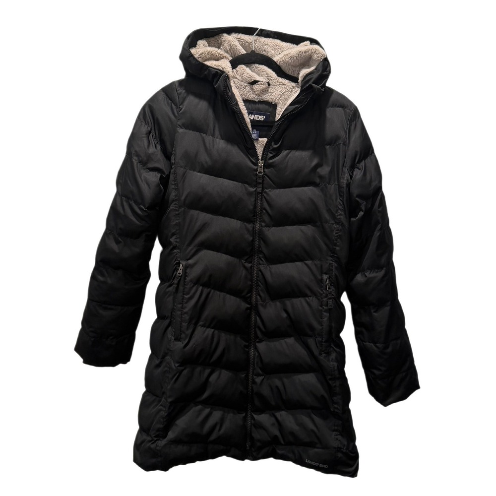 Lands End Girls Fleece Lined Down Alternative ThermoPlume Puffer Coat XL 14-16